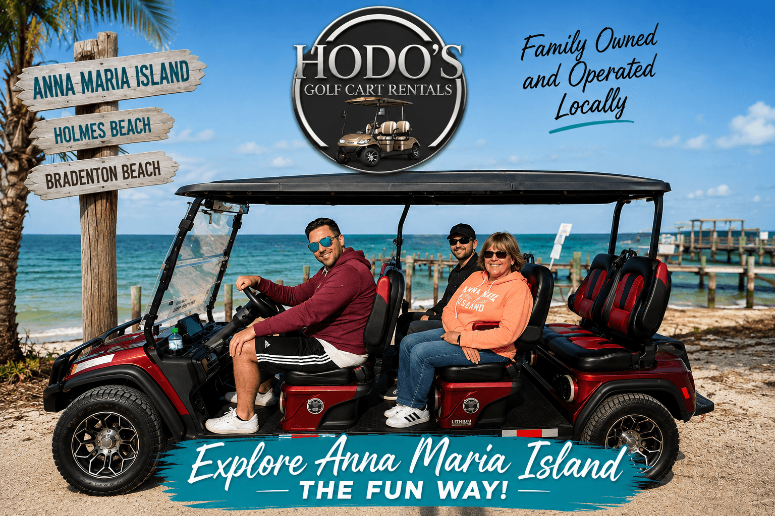 Explore Anna Maria Island the fun way with Hodo's Golf Cart Rentals