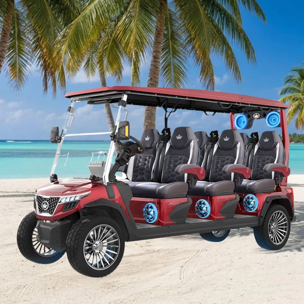 Premium Collection - Color Red Evolution D-MAX GT All Seats Forward 6 Seater golf cart rental